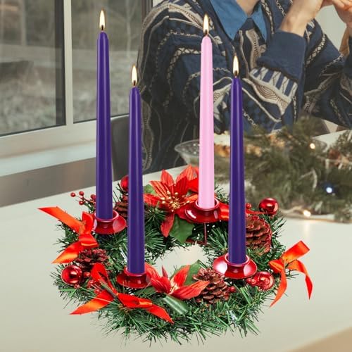 YOROXRG 16 Pack Advent Taper Candles Premium Hand Dipped 10in Unscented Christmas Taper Candles - Ideal for Seasonal Celebrations, Holidays, Church, Celebration, Party