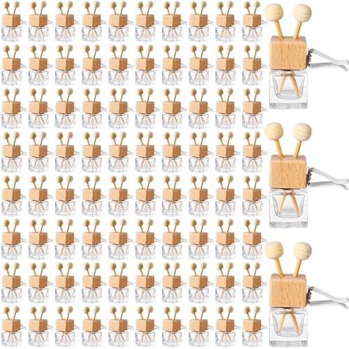 Zubebe 100 Pcs Car Diffuser Vent Clip Empty Diffuser Bottle, Colorless
