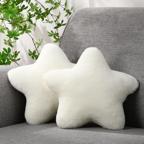 Beeveer 2 Pcs 11 Inch Star Pillow Decorative Gift, Beige