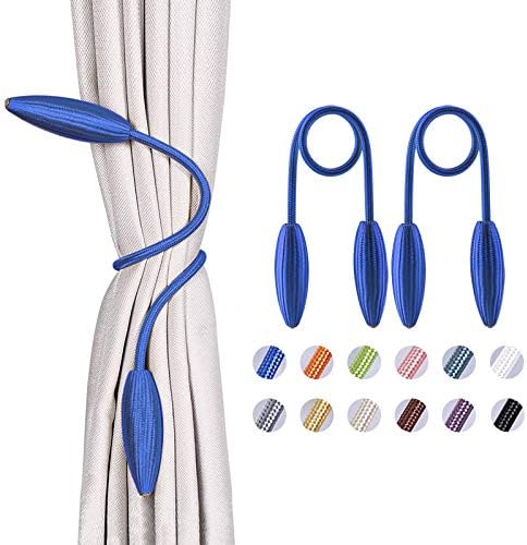 NICEEC 2 Pack DIY Curtain Tiebacks Clips Crystal Decorative Creative Twist Drape Tie Backs European Style Random Modelling Curtain Holdbacks for Home Kitchen Office Window Drapery (Royal Blue)