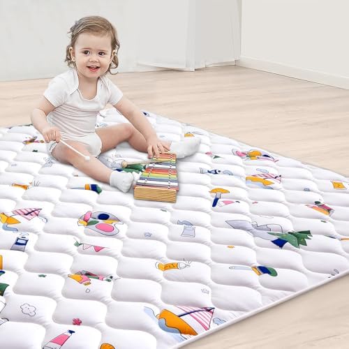 High-Density Foam Baby Play Mat, 50x50 Inches Thicken One-Piece Comfortable and Soft Playmat, Non Slip Machine Washable Floor Mat for Infants, Tapete para Bebes,Toddlers