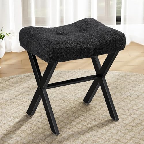 Memobarco 18-Inch Vanity Stool Chair, Black Makeup Stool