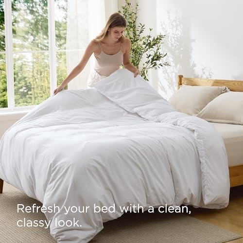 Bedsure Oversized King Duvet Cover, 1Pc Soft Double Brushed Bedding, White