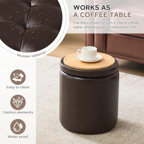 Set of 2 Storage Ottoman, Space Saving Ottoman with Storage for Bedroom