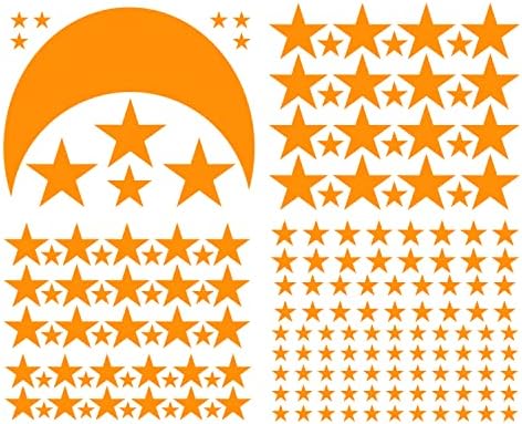 Moon and Stars Wall Decal Vinyl Sticker for Kids Boy Girls Baby Room Decoration Good Night Nursery Wall Decor Home House Bedroom Design YMX16 (Dark Yellow)