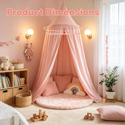 Princess Bed Canopy for Girls, Heavyweight Canopy Bed Curtains