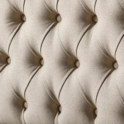 AMERLIFE King Size Solid Wood Bed Frame with Upholstered Tufted Headboard