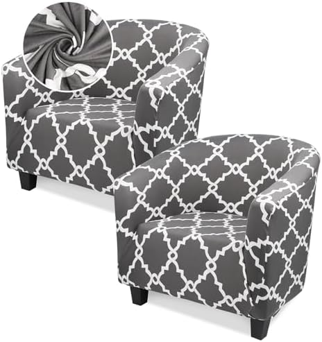 Barrel Chair Covers Slipcover 1 Piece, 2 Pack Round Soft Armchair Sofa Cover with Arms, Stretch Club Chair Slipcovers Removable Couch Furniture Protector for Bar Bedroom Hotel Counter
