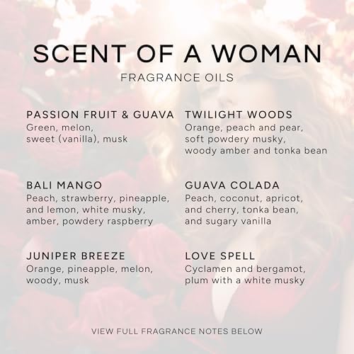Eternal Essence Oils Scent of a Woman Set of 6 Premium Fragrance Oils - Includes Guava Colada, Twilight Woods, Bali Mango, Passion Fruit & Guava, Juniper Breeze, and Love Spell Scented Oils - 10ML