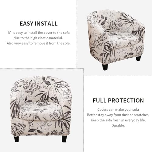 NILUOH Club Chair Slipcover 2 Piece Stretch Barrel Chair Covers Printed Tub Chair Slipcovers Soft Accent Armchair Sofa Protector for Living Room（Flowers 17）