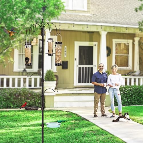 YINGYM 6-Hook Bird Feeding Station, 94 Inch Bird Feeder Pole for Outdoors