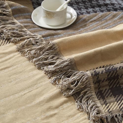 Bailix Boho Throw Blanket, 100% Cotton, Woven Patchwork Pattern, 50"x60"