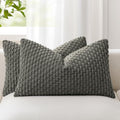 Kevin Textile Soft Corduroy 12"x20" Lumbar Pillow Covers 2 Pack, Dark Grey