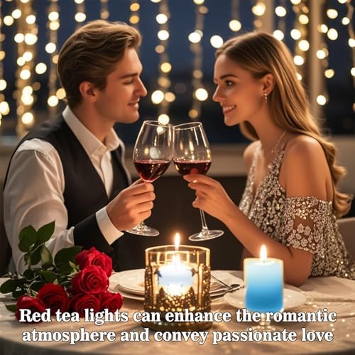 MAQIHAN Blue Tea Light Candles 25 Pack - Mini Soy Wax Votive Candles Bulk