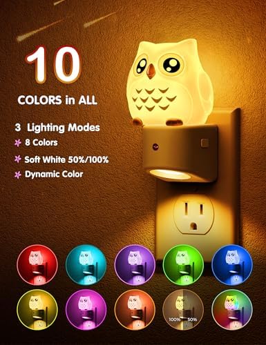 L LOHAS LED Night Light for Kids, 3D Owl Night Light Plug in