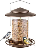 iBorn Bird Feeder for Outside Hanging,Bird Seed for Outside Wild Bird Feeders for Garden Yard Outdoor Decoration,Round Roof Design Coffee