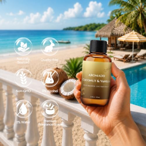 AROMADD Coconut Vanilla Diffuser Oil Inspired by Luxury Hotel Scent, 100 mL