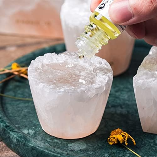 MIYA LIFE Nature Crystal Passive Diffuser Stone Essential Oil Diffuser Hand Carved Selenite Stone Diffuser - Perfect for Meditation Reflection Bedroom Decoration (1 Piece, Cylinder Diffuser)
