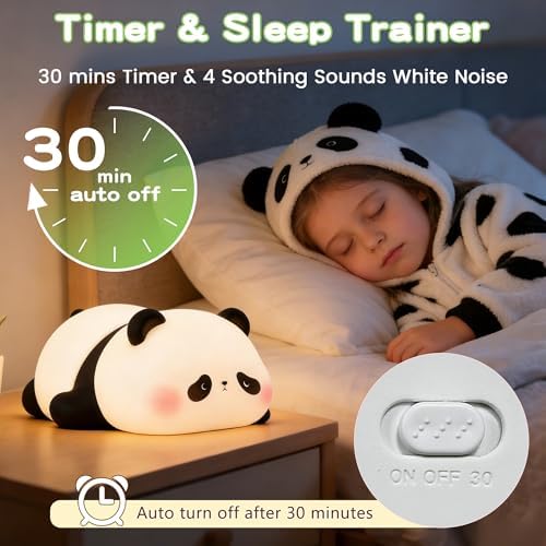 FAMIDUO Panda Night Light, Squishy Silicone Dimmable Touch Lamp,Panda Gift