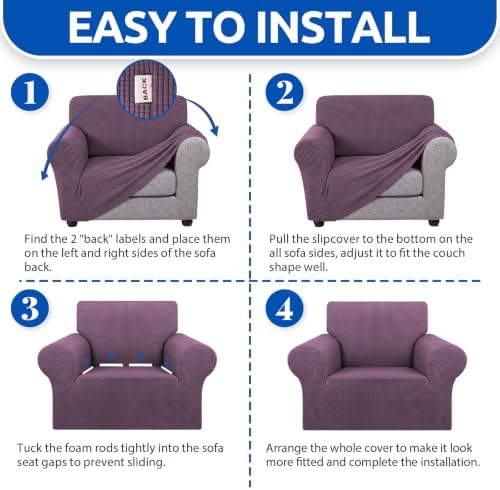 KEKUOU Stretch Chair Sofa Slipcover, Single Couch Cover,Dark Purple