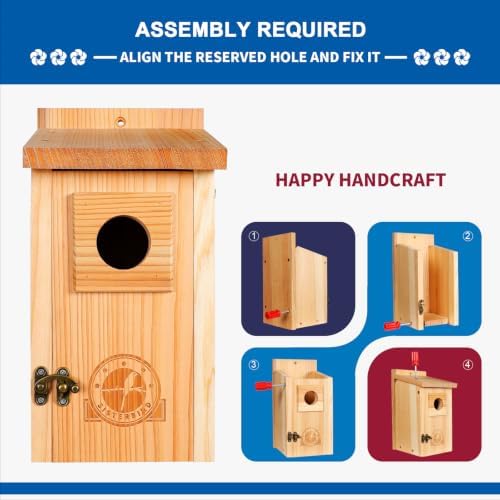 SISTERBIRD 2 Pack Blue Bird Houses for Outdoors, Warming Gifts Bird House