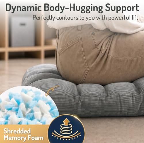 Floor Pillows Set of 2, Large Meditation Cushion for Adults, 22 Inch Square