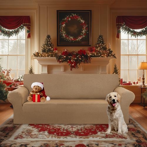 KEKUOU Stretch Oversized Couch Covers for Sofa Slipcover,Camel