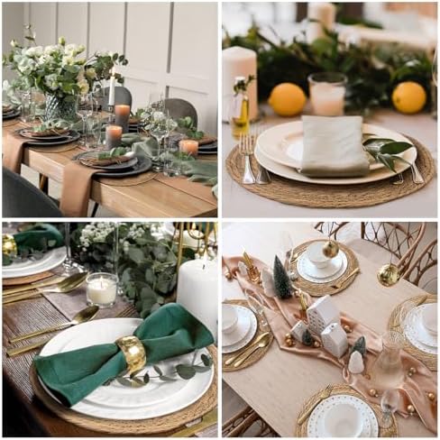 13 in Round Fall Placemats Set of 8, Woven Chargers for Dinner Plates