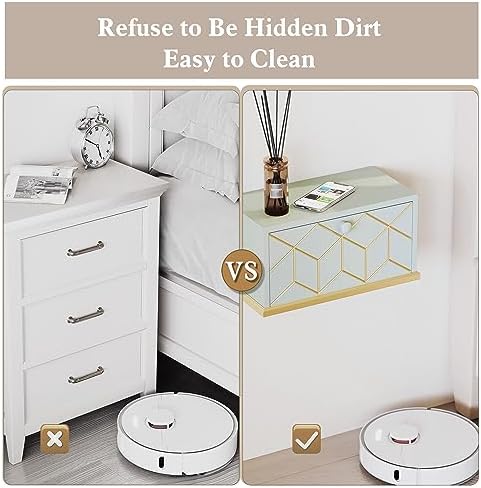 HLR Floating Night Stand, Small Nightstand with Flap Door, Morden Wall Mounted Floating Nightstand for Bedrooms,Green