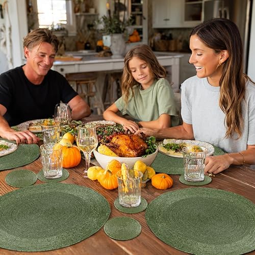 COTTON CRAFT Glitz Handmade Beaded Charger Placemats - Set of 4 - Green