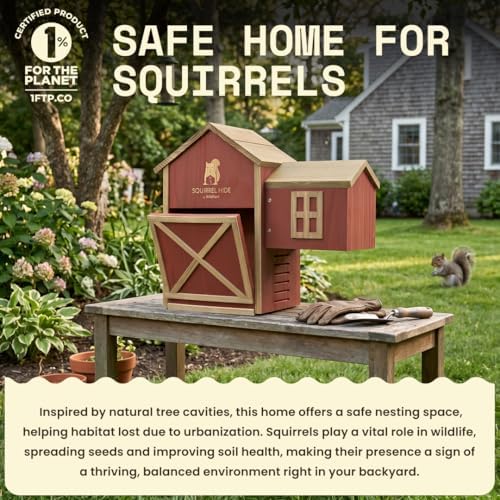 WildYard Squirrel House for Outside - Cedar, Dual Chamber with Ladder