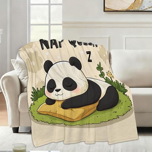 Cute Panda Throw Blanket for Couch Home Decoration,Sleeping Animal Cozy Fluffy Blanket,Decorative Flannel Fleece Fall Throw for Sofa Living Room Travel,Camping,Naps,Reading40 X 50 Inch