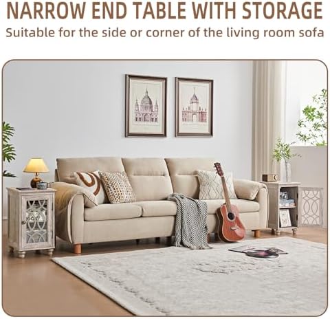 Joaxswe Narrow Side Table with Glass Door Storage