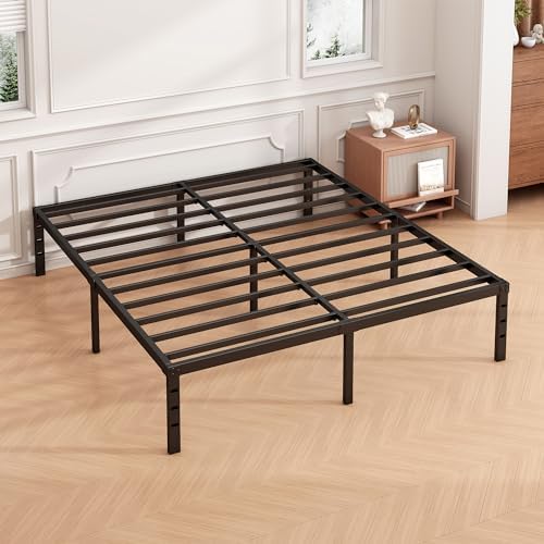 Hafenpo 18 Inch Full Bed Frame, Under Bed Storage, Black