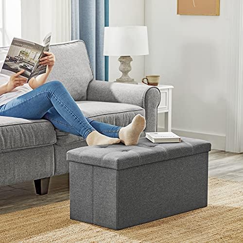 SONGMICS Ottoman Storage Bench, 21 Gal. Folding Chest, Holds 660 lb