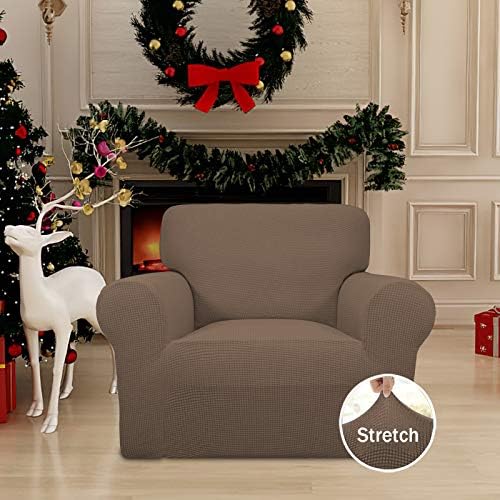 Easy-Going Stretch Chair Slipcover with Arm Washable Brown