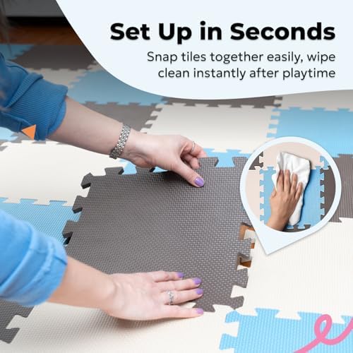 MioTetto Baby Play Mat, Comfortable Playtime Mat – Portable Foam Floor Tiles, Safe Baby mat for Floor for Crawling & Development, Soft Play mat for Babies, Stylish Interlocking Foam Tiles