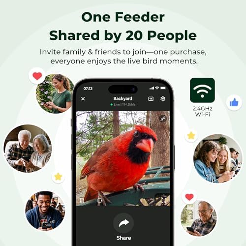 Kiwibit Solar Smart Bird Feeder with Camera, 4K HDR Live Video, AI Bird ID