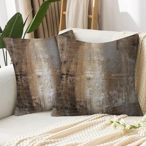 Throw Pillow Covers for Couch, 18x18 Inch, Set of 2, Taupe