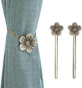 Lewondr Magnetic Curtain Tiebacks, Flower Vintage Curtain Holdbacks, Coffee