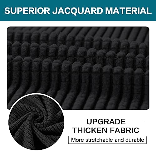 Turquoize 2 Piece Chair Covers Chair Slipcovers for Living Room Armchair Couch Cover Chair Sofa Cover with Individual Cushion Covers Furniture Cover for Chairs Feature Jacquard Fabric (Chair, Black)
