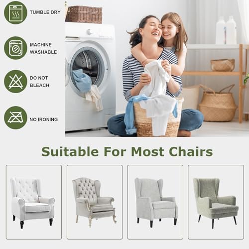 HAOYONG Velvet Wingback Armchair Covers 2-Piece Elastic Stretch Wingback Chair Sofa Slipcover Soft Wingback Chair Slipcover Washable Armchair Protector Cover for Living Room Wedding and Party