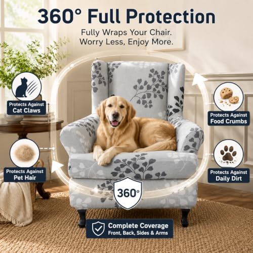 NILUOH Wingback Chair Covers 2-Piece, Armchair Slipcovers for Living Room