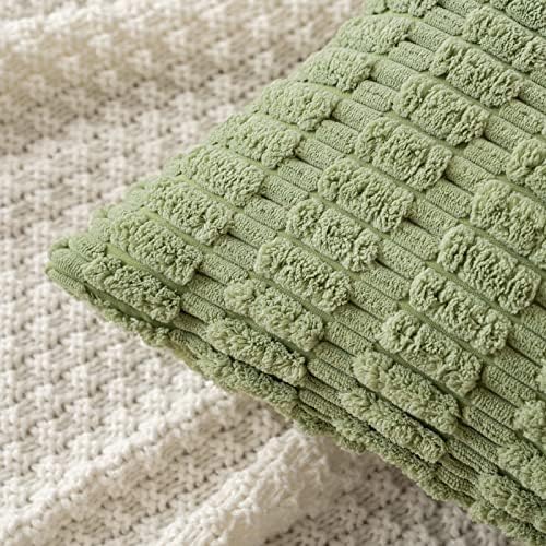 MIULEE Corduroy Decorative Throw Pillow Covers 20x20 Sage Green Pack of 2