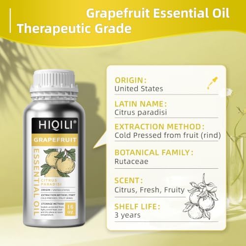 HIQILI Grapefruit Essential Oil for Skin Care, Diffuser & DIY