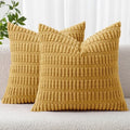 MIULEE Corduroy Decorative Throw Pillow Covers 20x20 Yellow Pack of 2