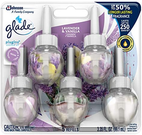 Glade PlugIns Air Freshener Refills, Lavender & Vanilla, 5 Count
