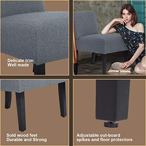 BestMassage | Armless Chair | Grey | Pack of 1 | Hard Wood Accent Chair