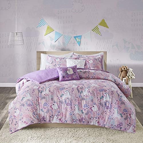 Intelligent Design Kids Cotton Unicorn Pink Queen Duvet Cover Set, 5pc