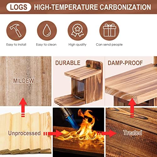 MIXXIDEA Wooden Squirrel Feeder Box, Sturdy Squirrel Feeding House with Thickness 1.5CM Wood, No Assembly Required, for Backyard Outside Garden (1 PCS)